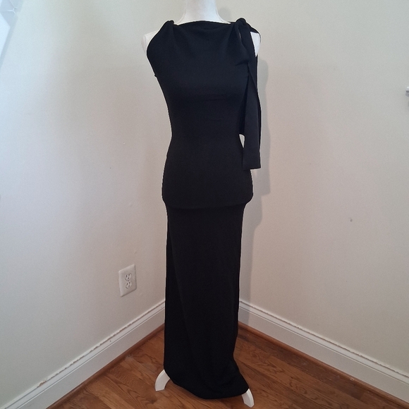 KHY Sleek Stretch Knotted Maxi Dress In  Black Size X-Small  NWT - Picture 8 of 9